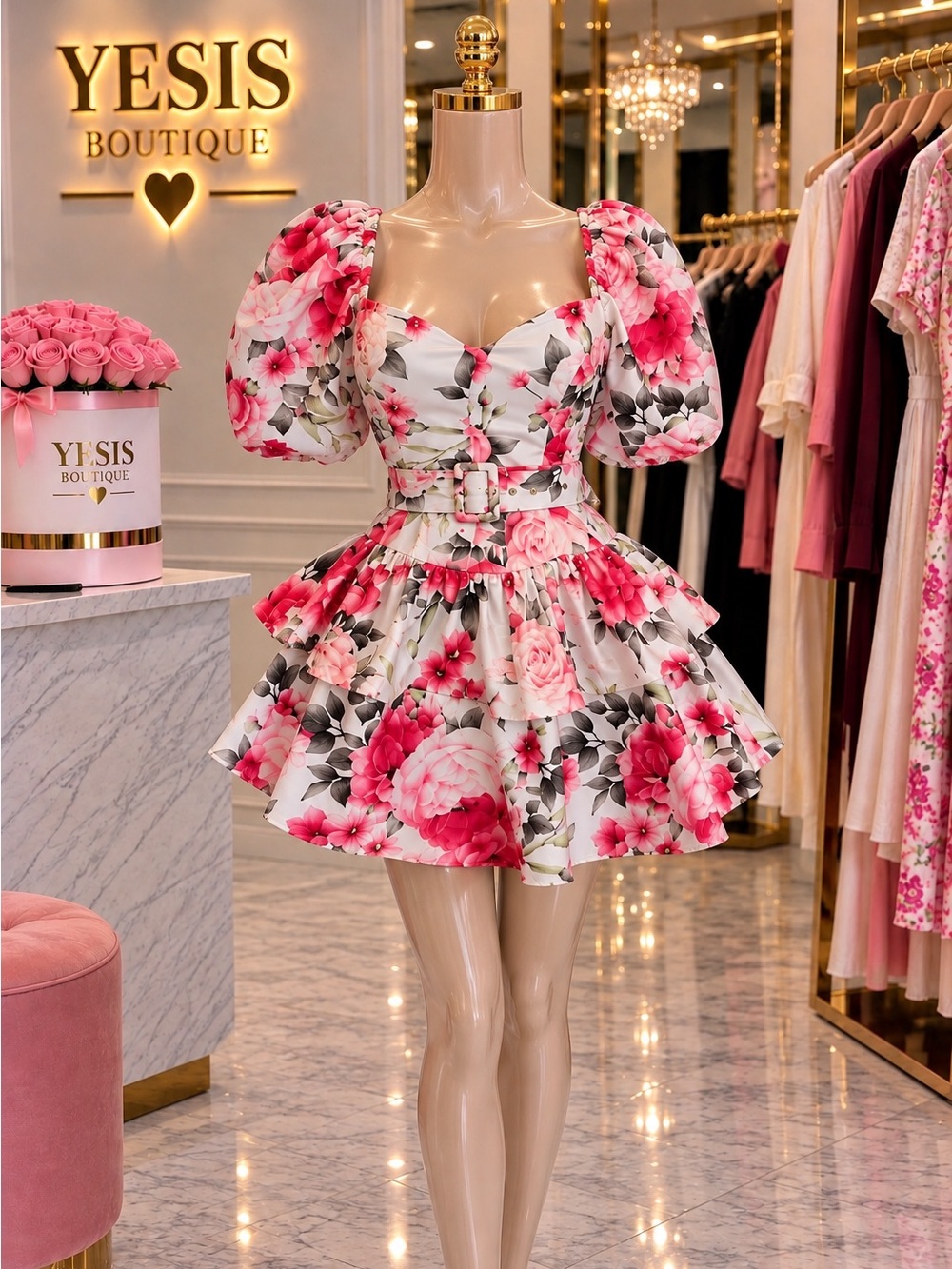 Floral Puff Sleeve Dress